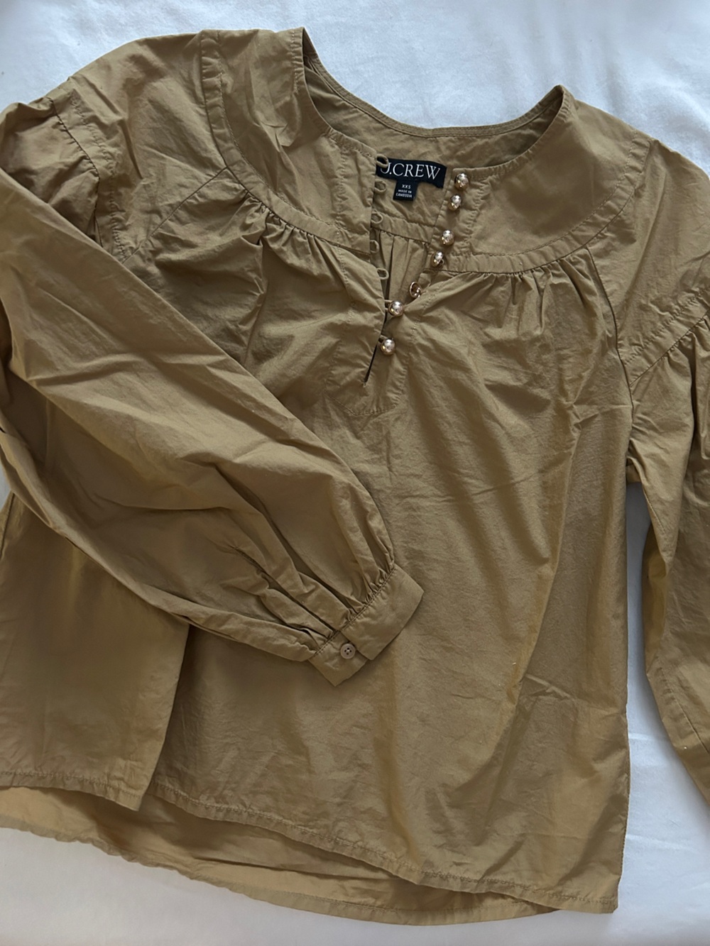 J. Crew Mustard Cotton Peasant Blouse
